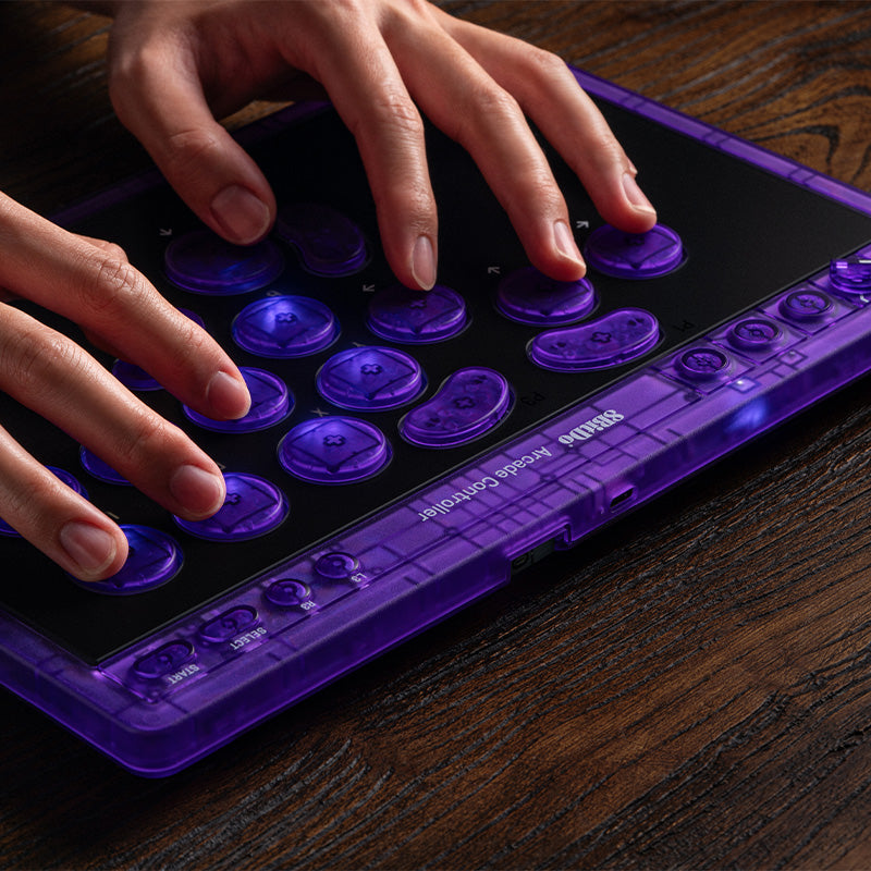 8BitDo Arcade Controller - Transparent Purple Signature Edition - Arcade Controller Design with Customizable Inputs