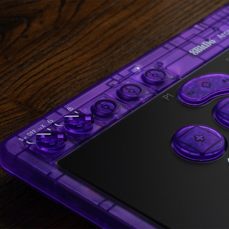 8BitDo Arcade Controller - Transparent Purple Signature Edition - Arcade Controller Design with Customizable Inputs